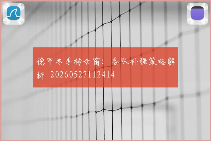 德甲冬季转会窗：各队补强策略解析_20260527112414